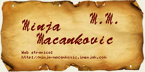 Minja Macanković vizit kartica